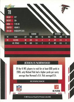 2007 Score - Glossy #78 Jerious Norwood Back