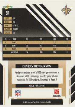 2007 Score - Glossy #94 Devery Henderson Back