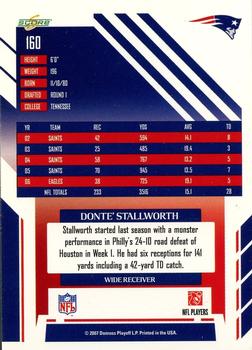2007 Score - Glossy #160 Donte Stallworth Back