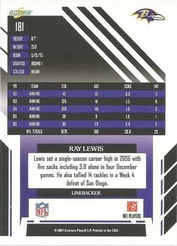 2007 Score - Glossy #181 Ray Lewis Back