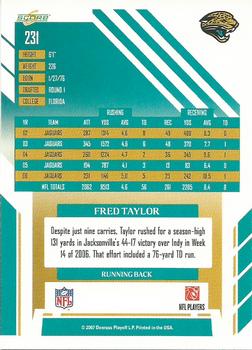 2007 Score - Glossy #231 Fred Taylor Back