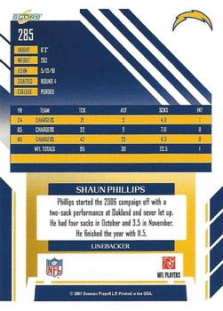 2007 Score - Glossy #285 Shaun Phillips Back