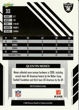 2007 Score - Glossy #313 Quentin Moses Back