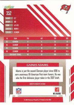 2007 Score - Glossy #352 Gaines Adams Back