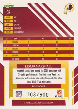 2007 Score - Gold Zone #32 Lemar Marshall Back
