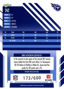 2007 Score - Gold Zone #242 Brandon Jones Back