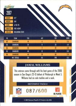 2007 Score - Gold Zone #287 Jamal Williams Back
