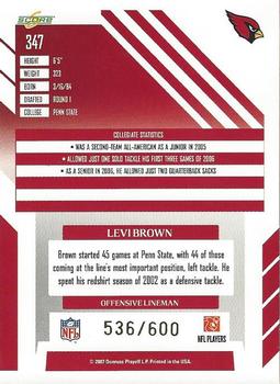 2007 Score - Gold Zone #347 Levi Brown Back