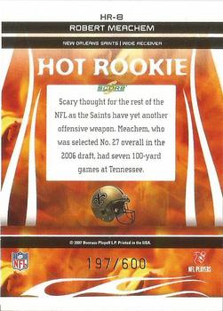 2007 Score - Hot Rookies Gold Zone #HR-8 Robert Meachem Back