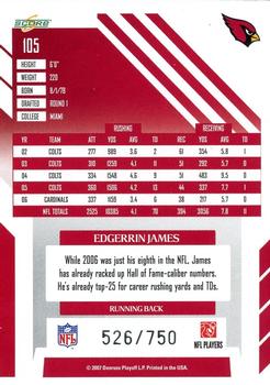 2007 Score - Scorecard #105 Edgerrin James Back
