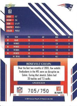 2007 Score - Scorecard #161 Rosevelt Colvin Back