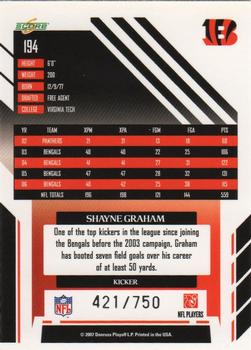 2007 Score - Scorecard #194 Shayne Graham Back