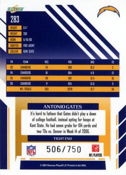 2007 Score - Scorecard #283 Antonio Gates Back