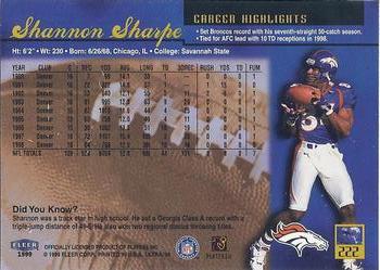 1999 Ultra #222 Shannon Sharpe Back