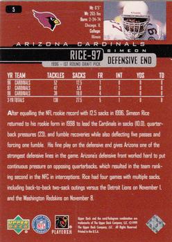 1999 Upper Deck #5 Simeon Rice Back