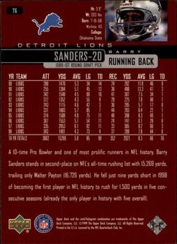 1999 Upper Deck #76 Barry Sanders Back