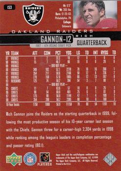1999 Upper Deck #153 Rich Gannon Back