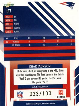 2007 Score Select - Scorecard #157 Chad Jackson Back