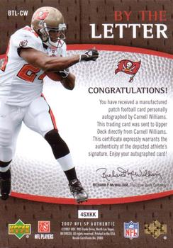 2007 SP Authentic - By The Letter Autographs #BTL-CW Carnell Williams Back