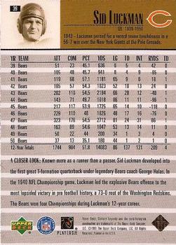 1999 Upper Deck Century Legends #39 Sid Luckman Back