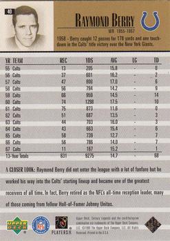 1999 Upper Deck Century Legends #40 Raymond Berry Back