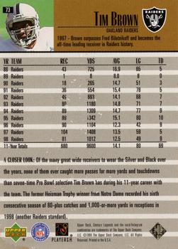 1999 Upper Deck Century Legends #73 Tim Brown Back