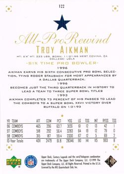 1999 Upper Deck Century Legends #122 Troy Aikman Back