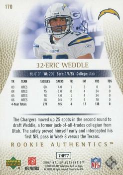 2007 SP Authentic - Gold #170 Eric Weddle Back