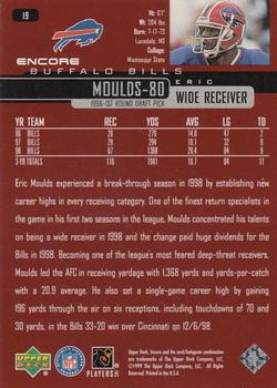 1999 Upper Deck Encore #19 Eric Moulds Back