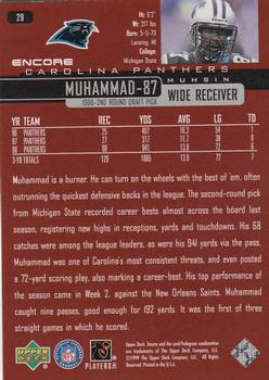 1999 Upper Deck Encore #29 Muhsin Muhammad Back