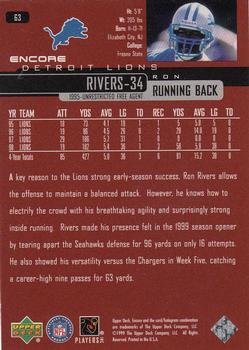 1999 Upper Deck Encore #63 Ron Rivers Back