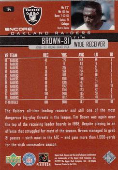 1999 Upper Deck Encore #124 Tim Brown Back