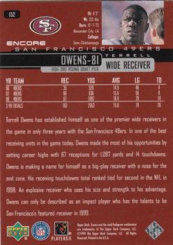 1999 Upper Deck Encore #152 Terrell Owens Back