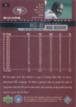 1999 Upper Deck Encore #153 Jerry Rice Back