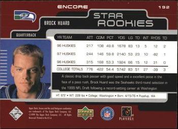 1999 Upper Deck Encore #192 Brock Huard Back
