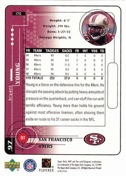 1999 Upper Deck MVP #170 Bryant Young Back