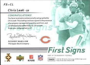 2007 SP Chirography - First Signs Emerald #FS-CL Chris Leak Back