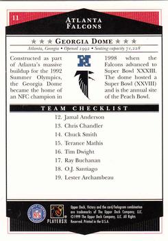1999 Upper Deck Victory #11 Atlanta Falcons Checklist Back