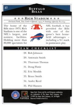 1999 Upper Deck Victory #27 Buffalo Bills Checklist Back