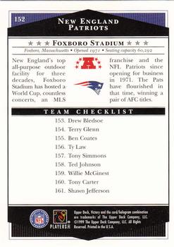 1999 Upper Deck Victory #152 New England Patriots Checklist Back