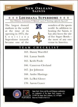 1999 Upper Deck Victory #162 New Orleans Saints Checklist Back