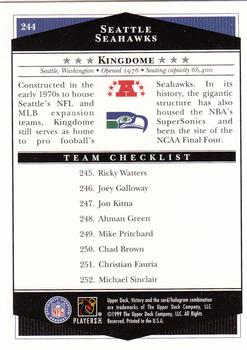 1999 Upper Deck Victory #244 Seattle Seahawks Checklist Back