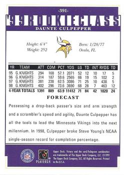 1999 Upper Deck Victory #391 Daunte Culpepper Back