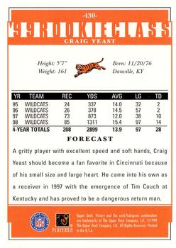 1999 Upper Deck Victory #430 Craig Yeast Back