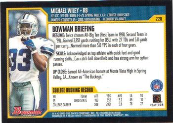 2000 Bowman #228 Michael Wiley Back