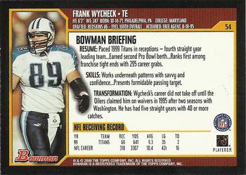 2000 Bowman #54 Frank Wycheck Back