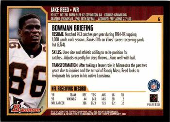 2000 Bowman #6 Jake Reed Back