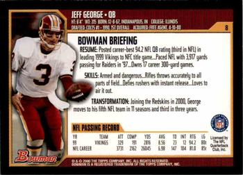 2000 Bowman #8 Jeff George Back