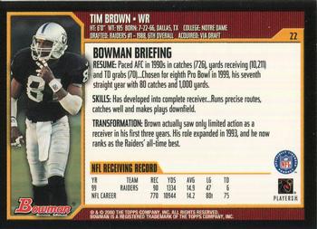 2000 Bowman #22 Tim Brown Back