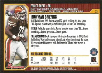 2000 Bowman #33 Errict Rhett Back